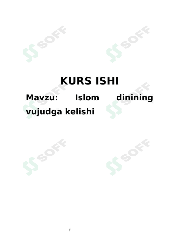 Islom dinining vujudga kelishi