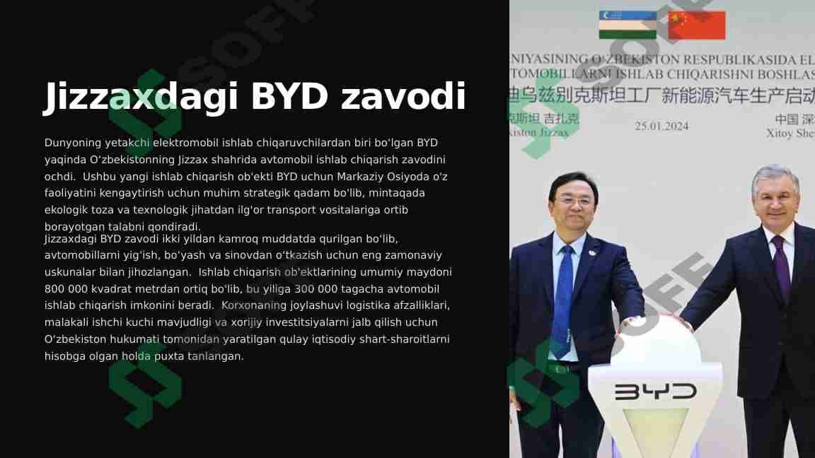 Jizzaxdagi BYD zavodi