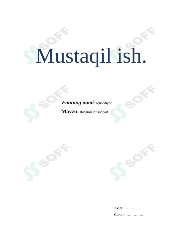 Raqamli iqtisodiyot.