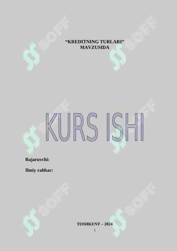Kreditning turlari