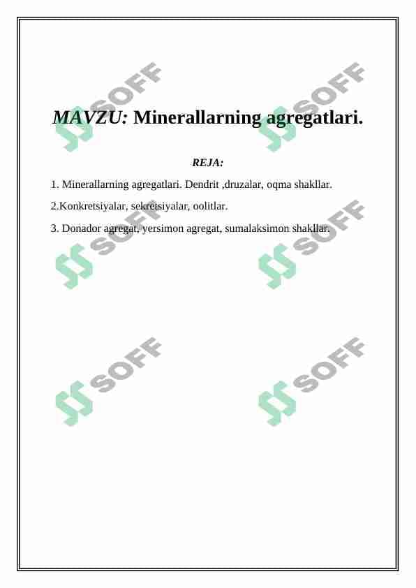 Minerallarning agregatlari