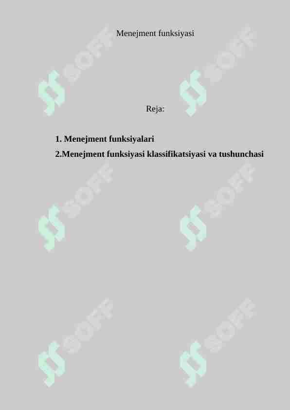 Menejment funksiyasi