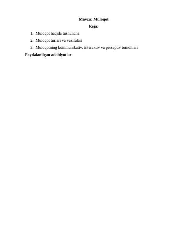 Muloqot