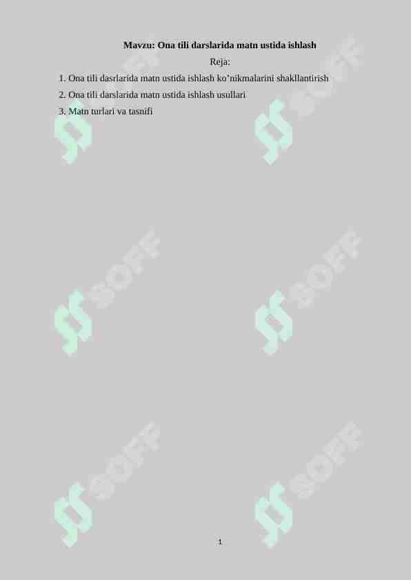 Ona tili darslarida matn ustida ishlash