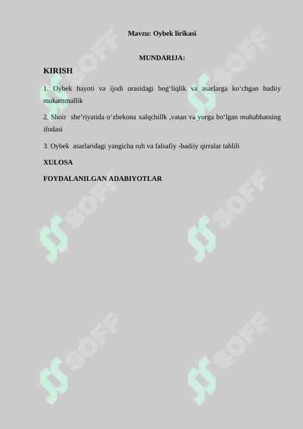 Oybek lirikasi