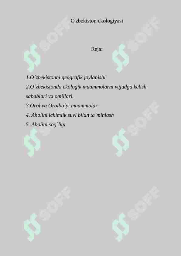 O'zbekiston ekologiyasi