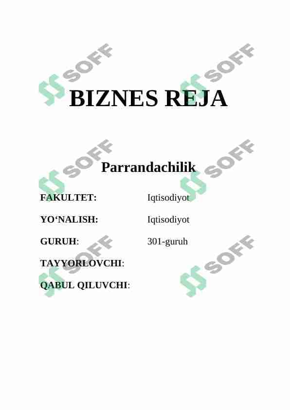 Parrandachilik biznes reja
