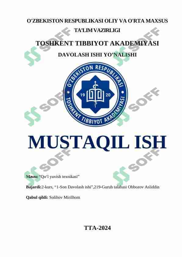 Qo‘l yuvish texnikasi