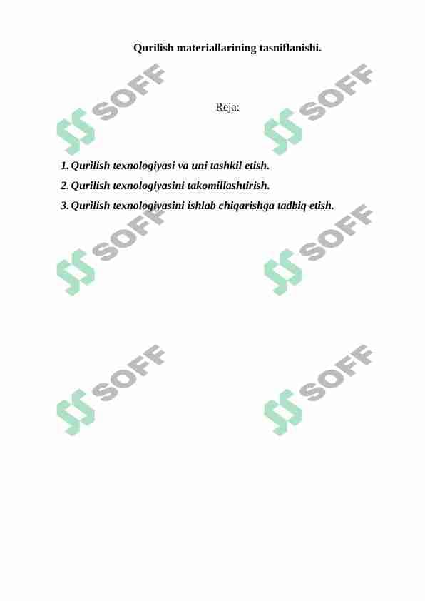 qurilish materiallarining tavsiflanishi
