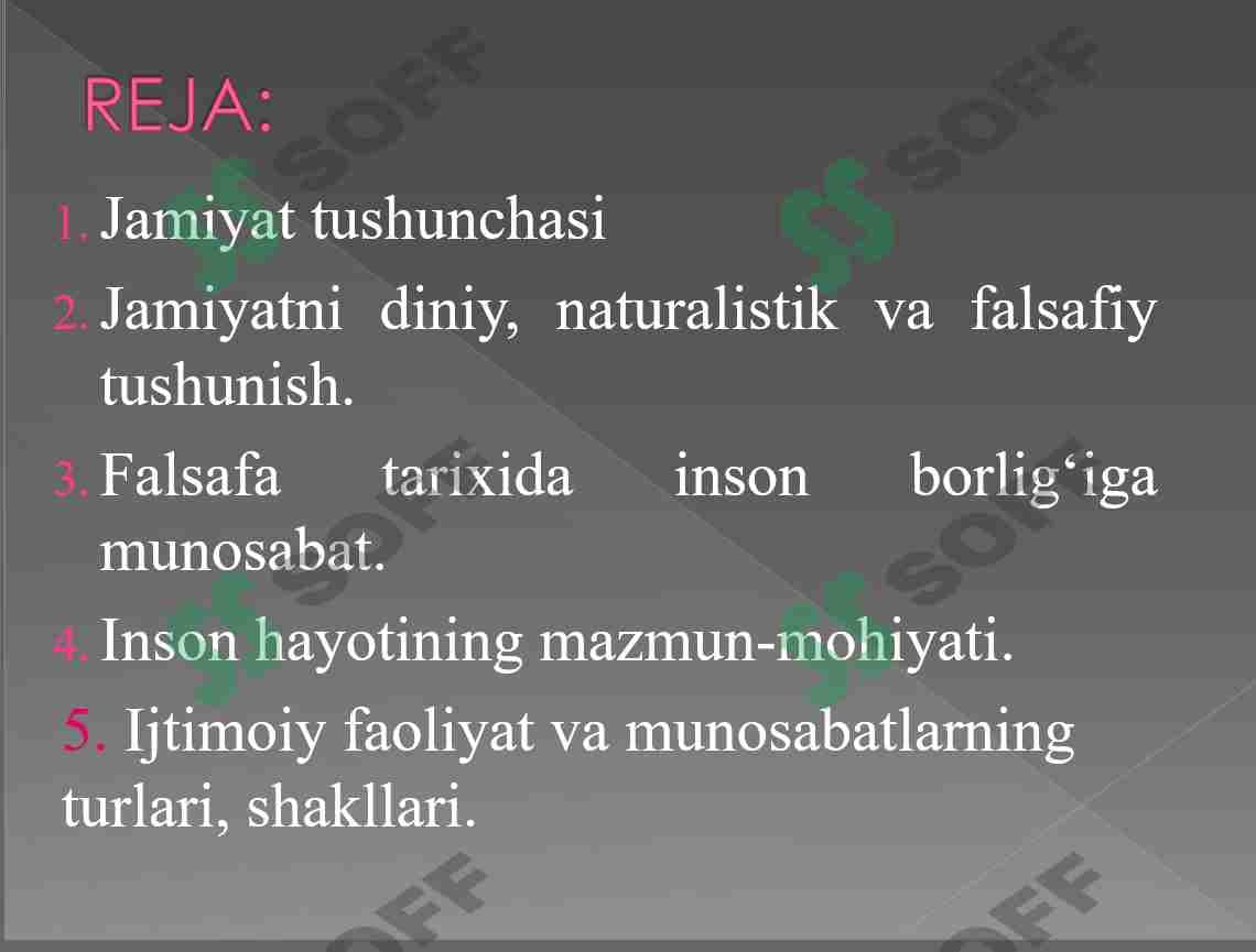Jamiyat falsafasi va inson borlig‘i