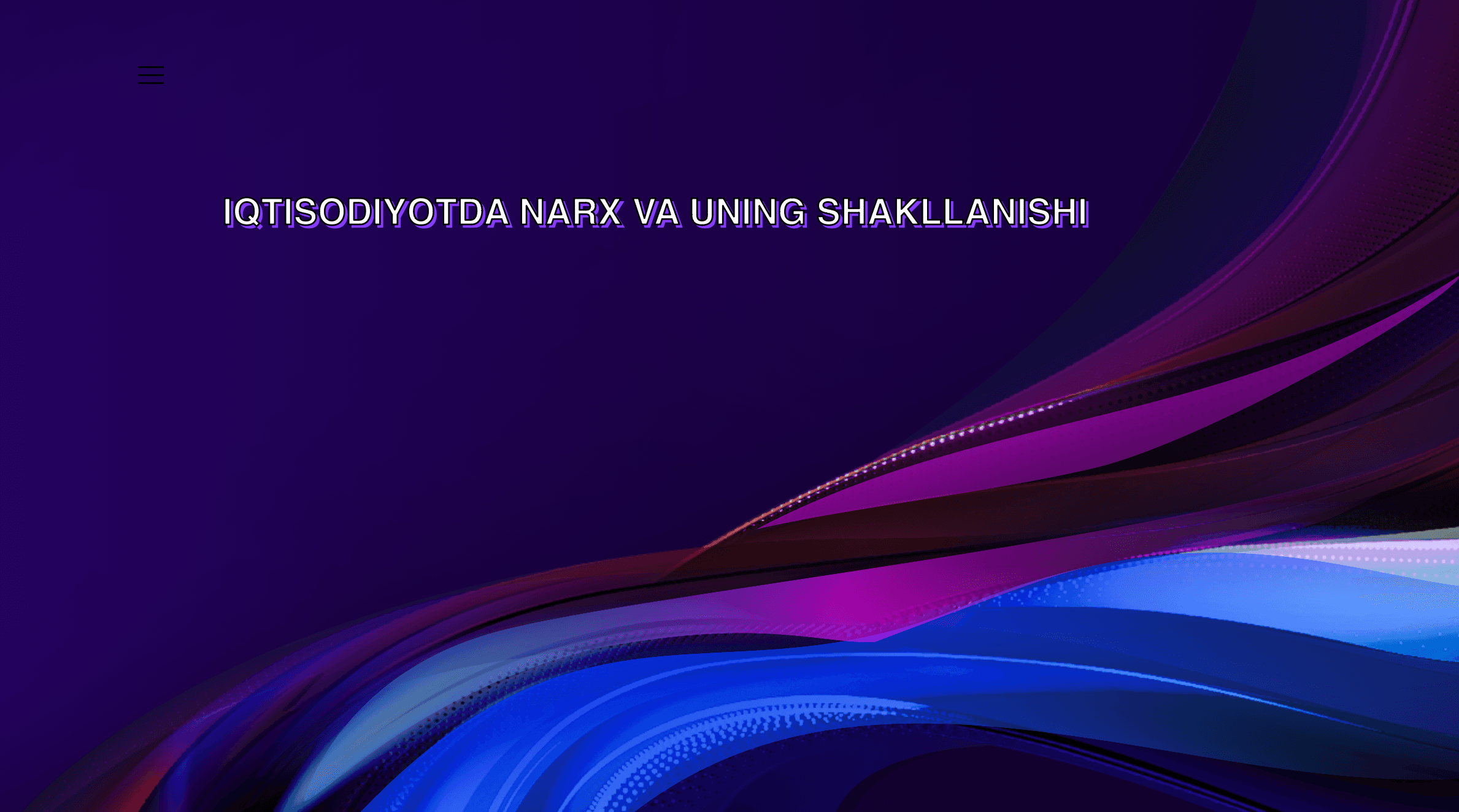 IQTISODIYOTDA NARX VA UNING SHAKLLANISH