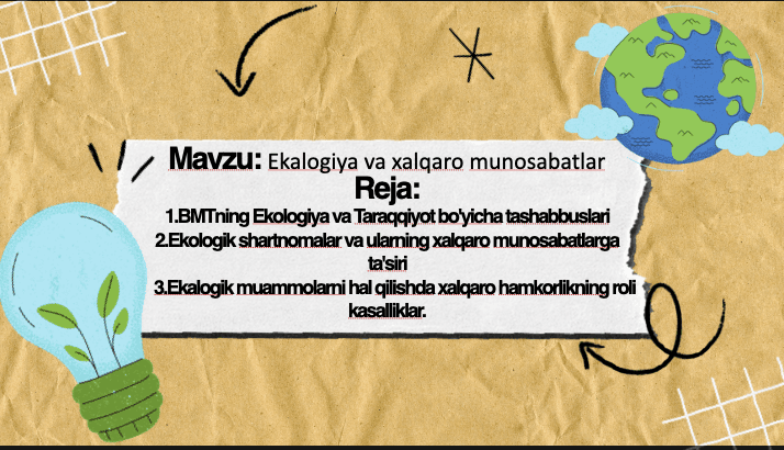 Ekologik muammolarni hal qilishda xalqaro hamkorlik