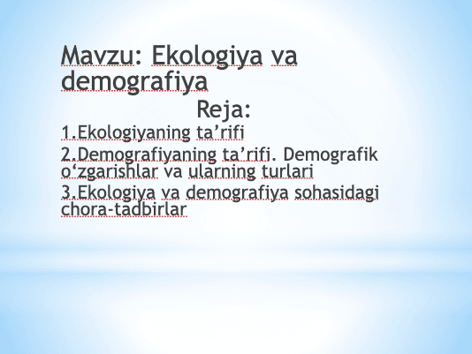 Ekologiya va Demografiya Kitobi