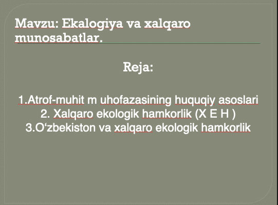 Ekologiya va xalqaro munosabatlar