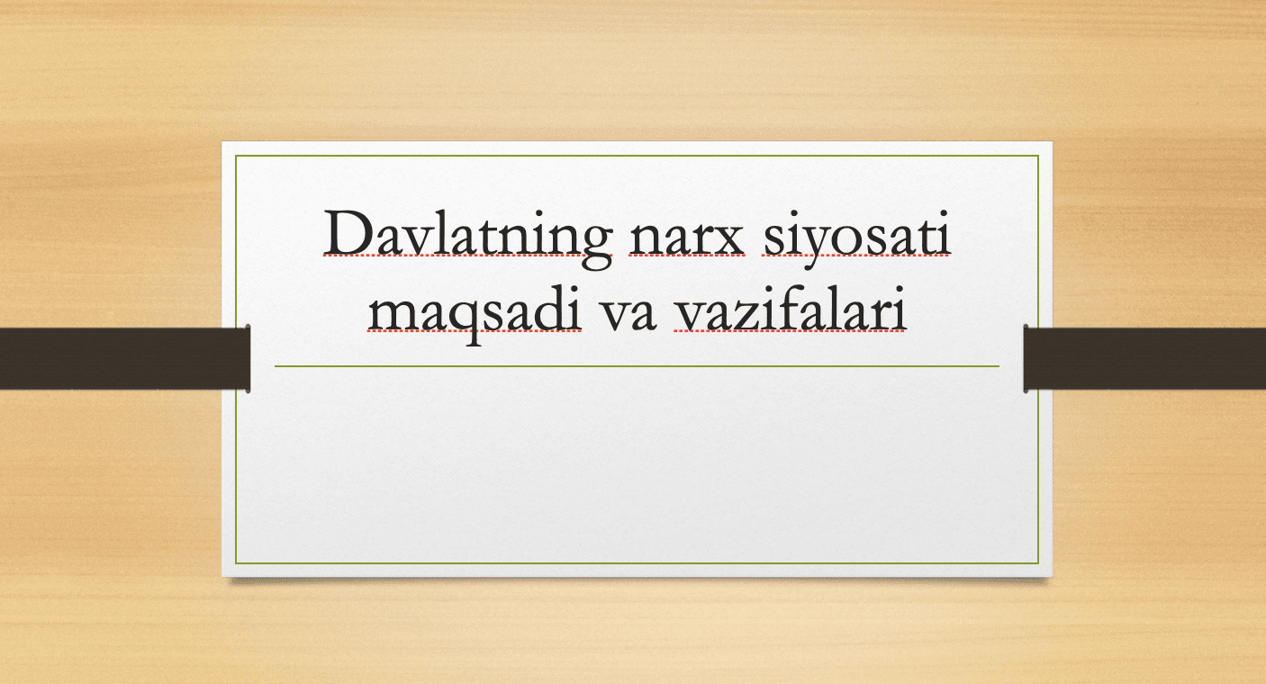 Narx siyosati maqsadi va vazifalari
