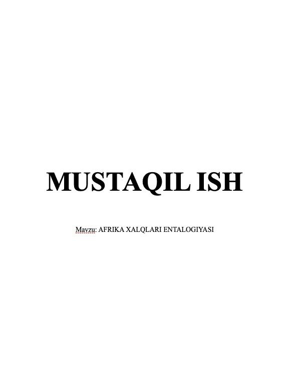 Afrika Xalqlari Madaniy Meroslari