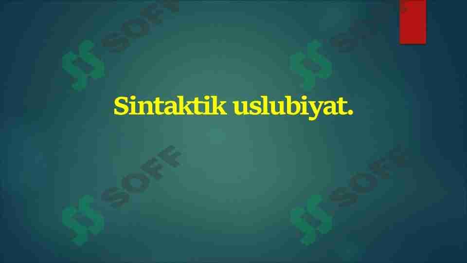 Sintaktik uslubiyat