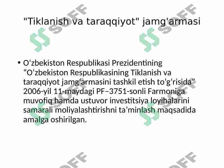 "Tiklanish va taraqqiyot" jamg'armasi