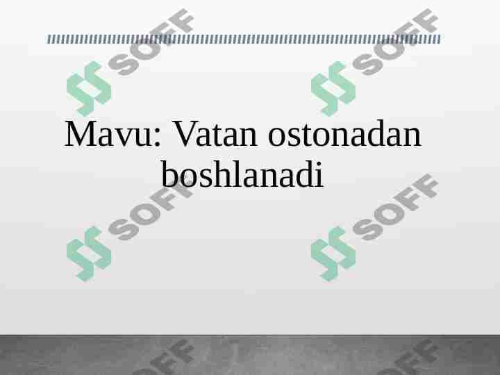 Vatan ostonadan boshlanadi