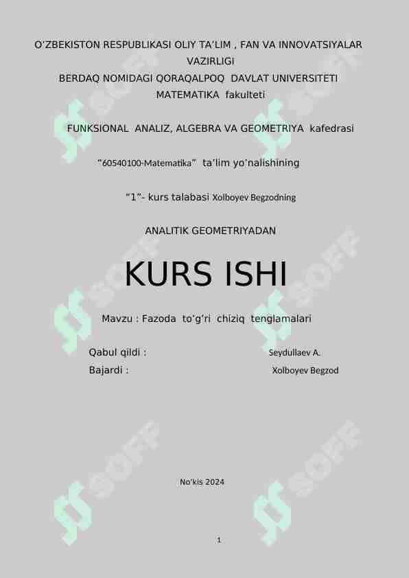 Fazodagi tõgri tekislikni aniqlash