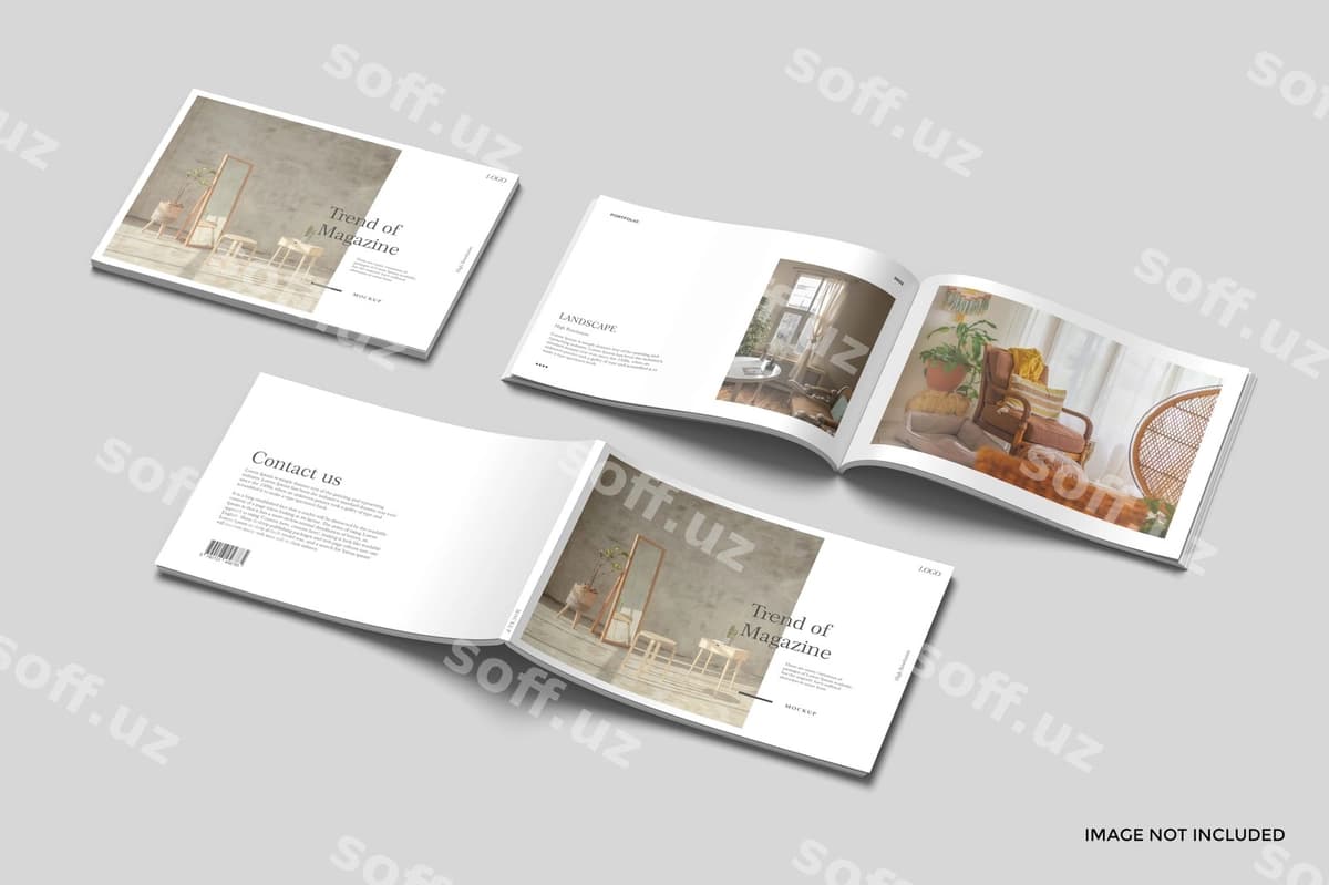 A4 gorizontal jurnallar namunasi | A4 landscape magazines mockup