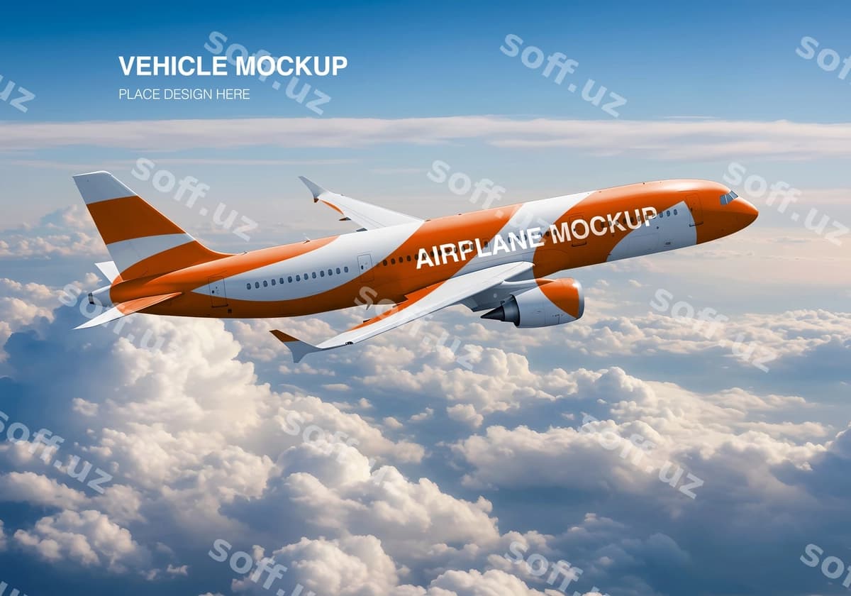 Samolyot namuna parvoz bulutlar | Airplane mockup flight clouds