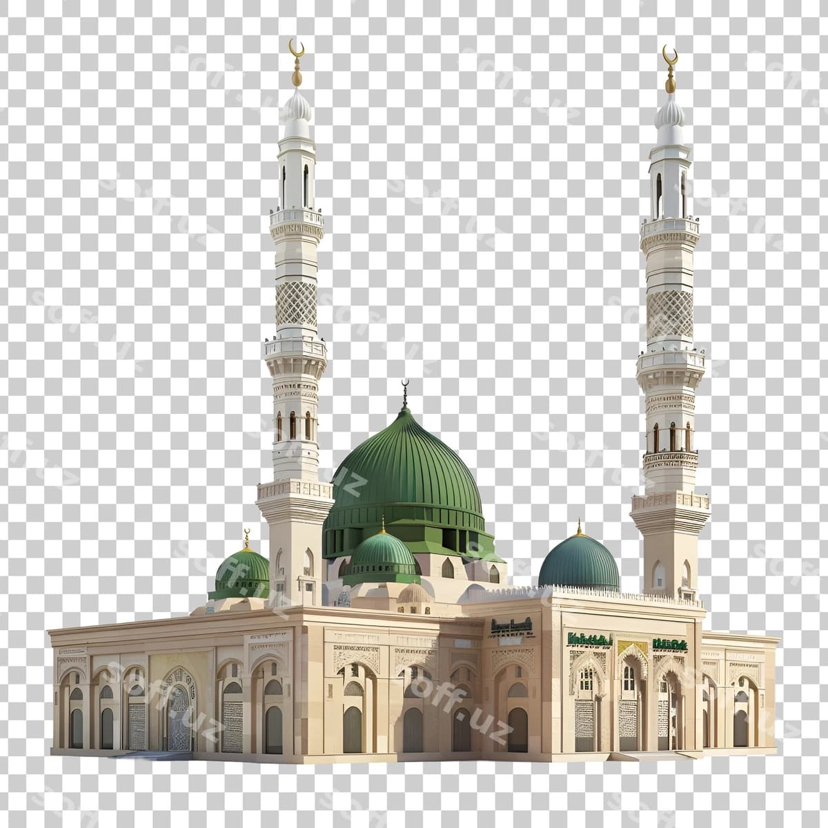 Al-Nabaviy masjid shaffof orqa fonda | Al masjid nabawi transparent background