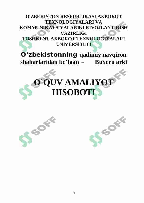 Buxoro arki haqida amaliy hisobot