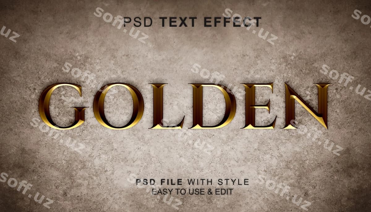 Qadimiy oltin psd matn effekt | Ancient gold psd text effect