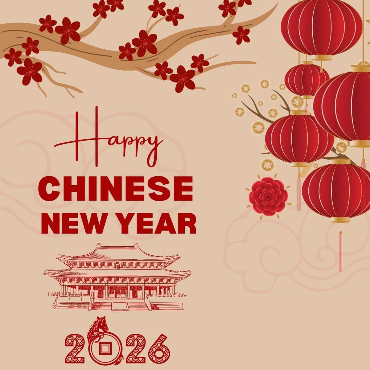 Psd xitoylik yangi yil shablonini loyihalash ijtimoiy media post shabloni | Psd chinese new year template design social media post template