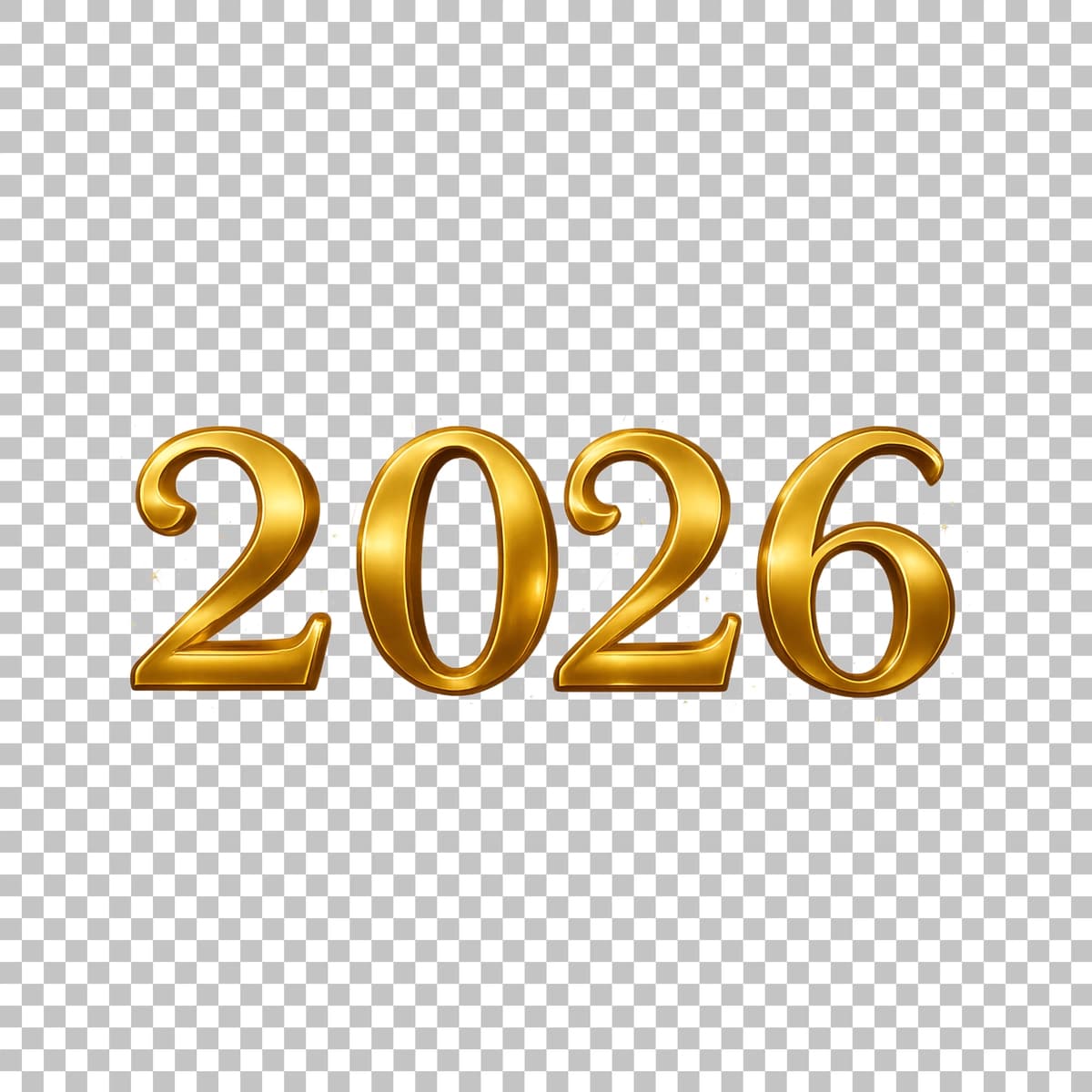 Oltin 2026 yil matni izolyatsiya qilingan shaffof fon | Golden 2026 year text isolated transparent background