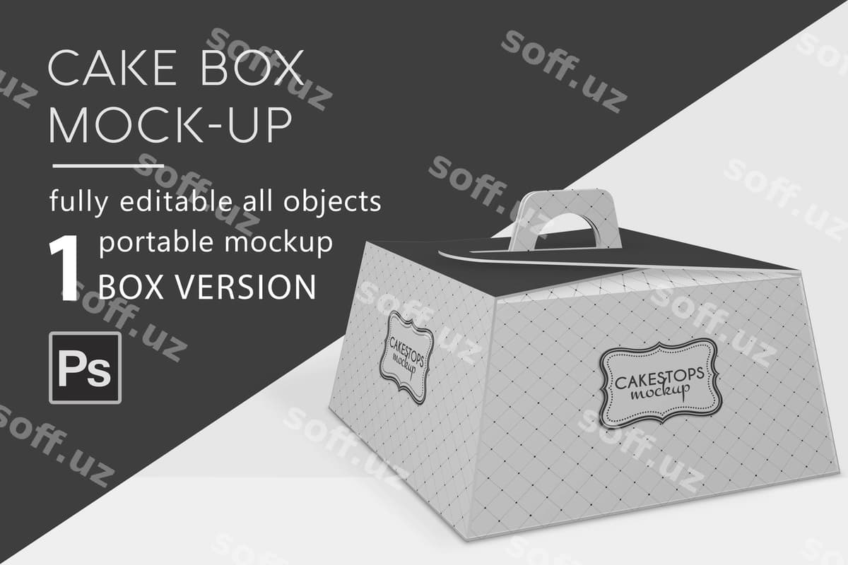Pechenya do'koni tort qutisi namunasi | Bakery cake box mockup