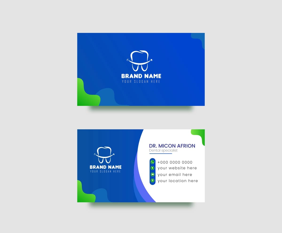 Vektorli tibbiy tashrif kartasi stomatolog stomatologiya klinikasi | Vector medical business card dentist dental clinic