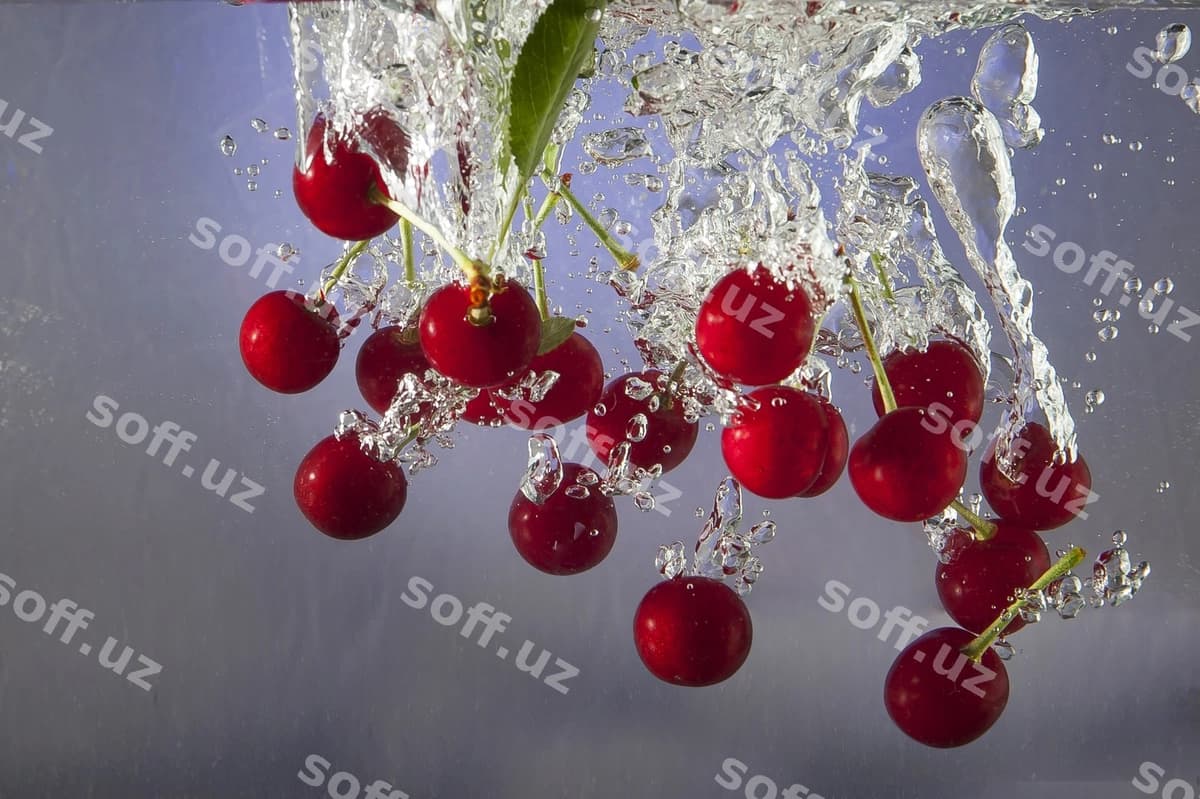 Chiroyli o'rga boringlar suwdagi havo qabiqchalari | Beautiful ripe berries water air bubbles