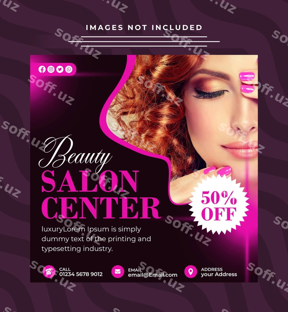 Shirinlik salonu flyer kvadrat shabloni | Beauty salon flyer square template