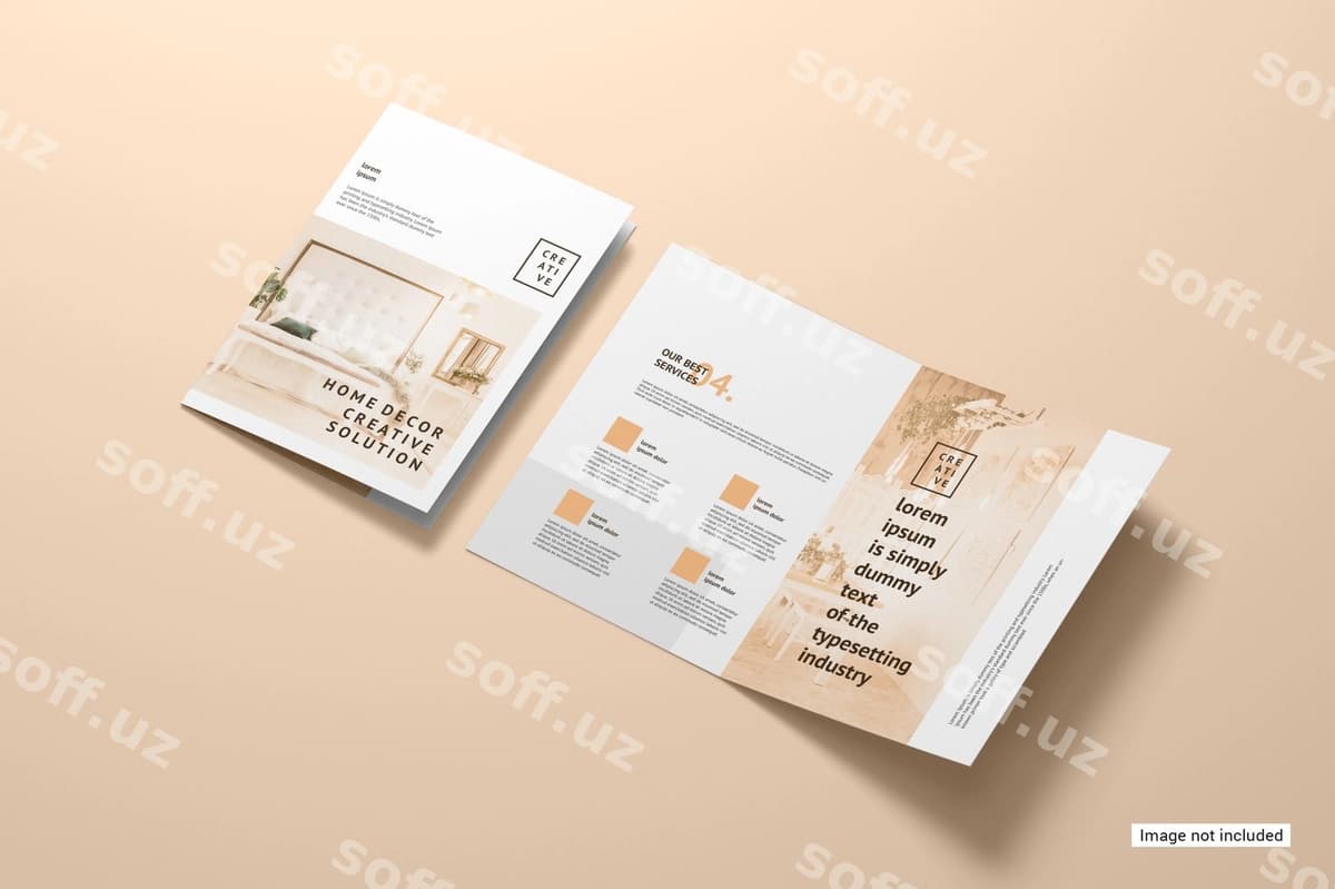 Ikki qatlamli broshyurani prototipi | Bifold brochure mockup