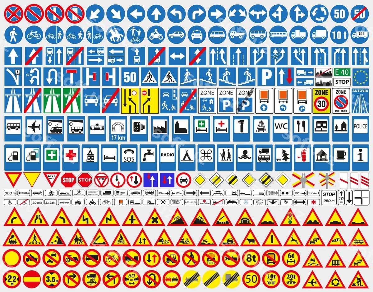 Katta to'plam yo'l belgilari yevropa yo'l belgilari | Big set road signs european road signs
