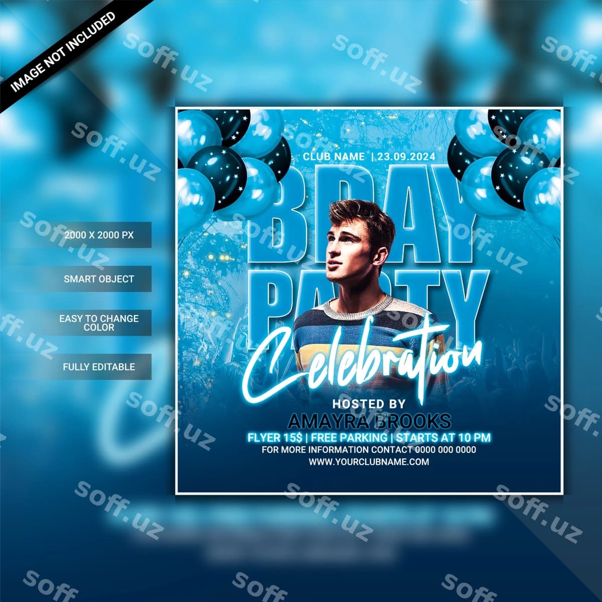 Tug'ilgan kun to'ya flyer shabloni | Birthday party flyer template