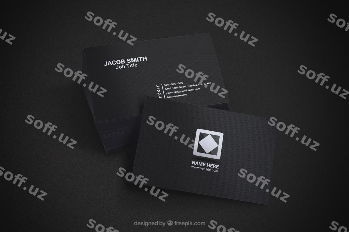 Qora biznes kartochkalar mockup | Black business cards mockup