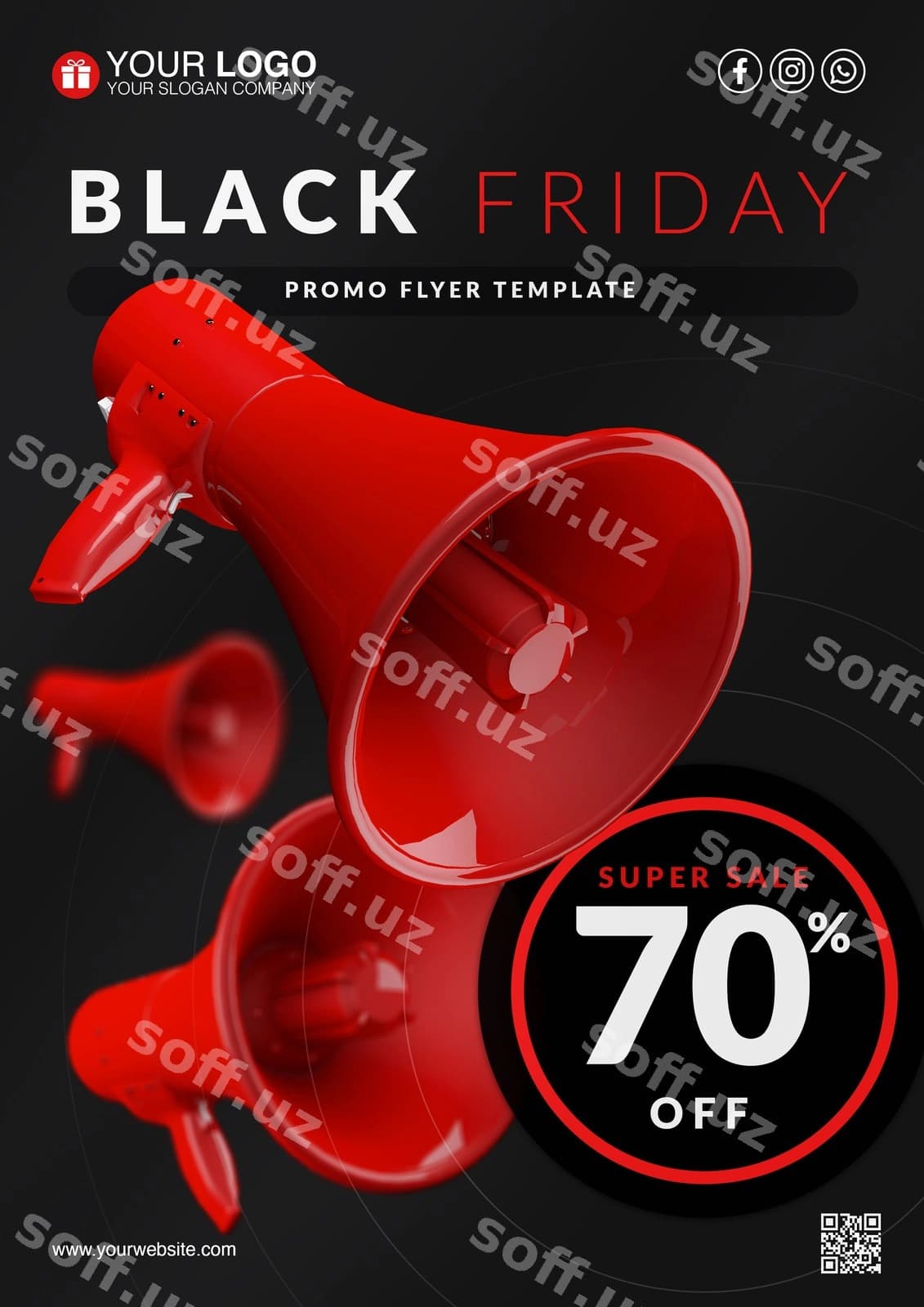 Qora juma reklama varaqasi shabloni | Black friday promo flyer template