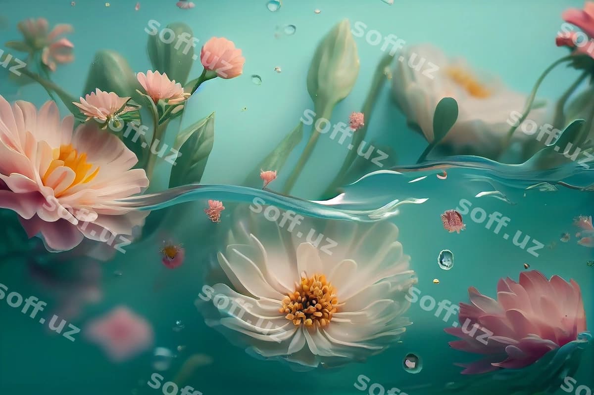 Gullagan yaqshi gullar dengizi ostida | Blooming fresh flowers underwater sea