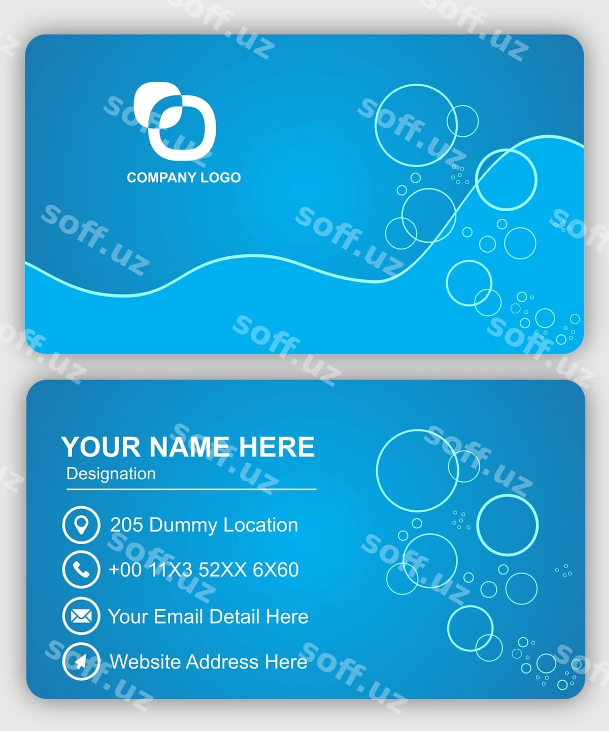 Ko'k biznes karta shabloni | Blue business card template