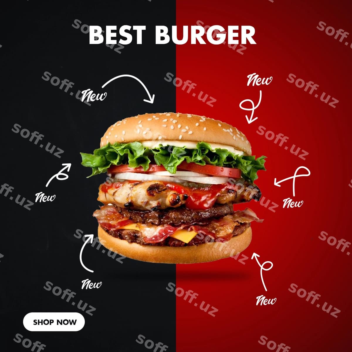 Burger kvadrat banner social media | Burger square banner social media