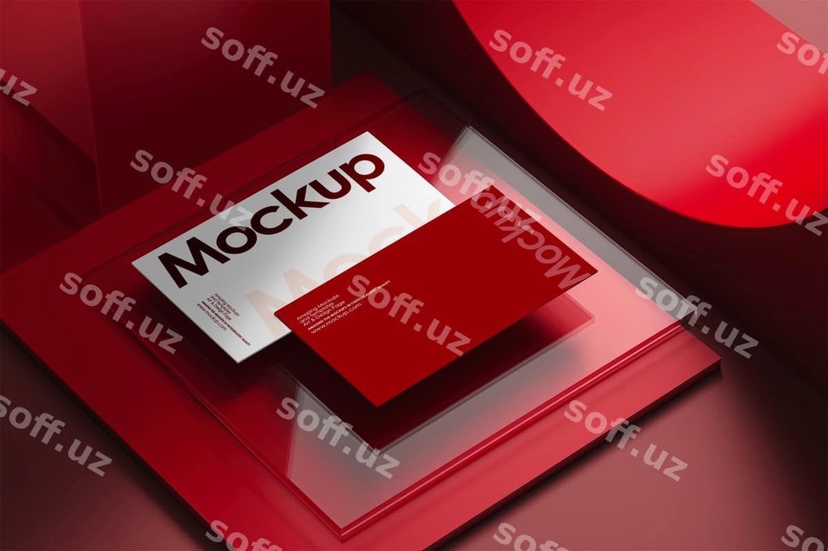 Biznes vizitka mockup qizil tonlar | Business card mockup red tones