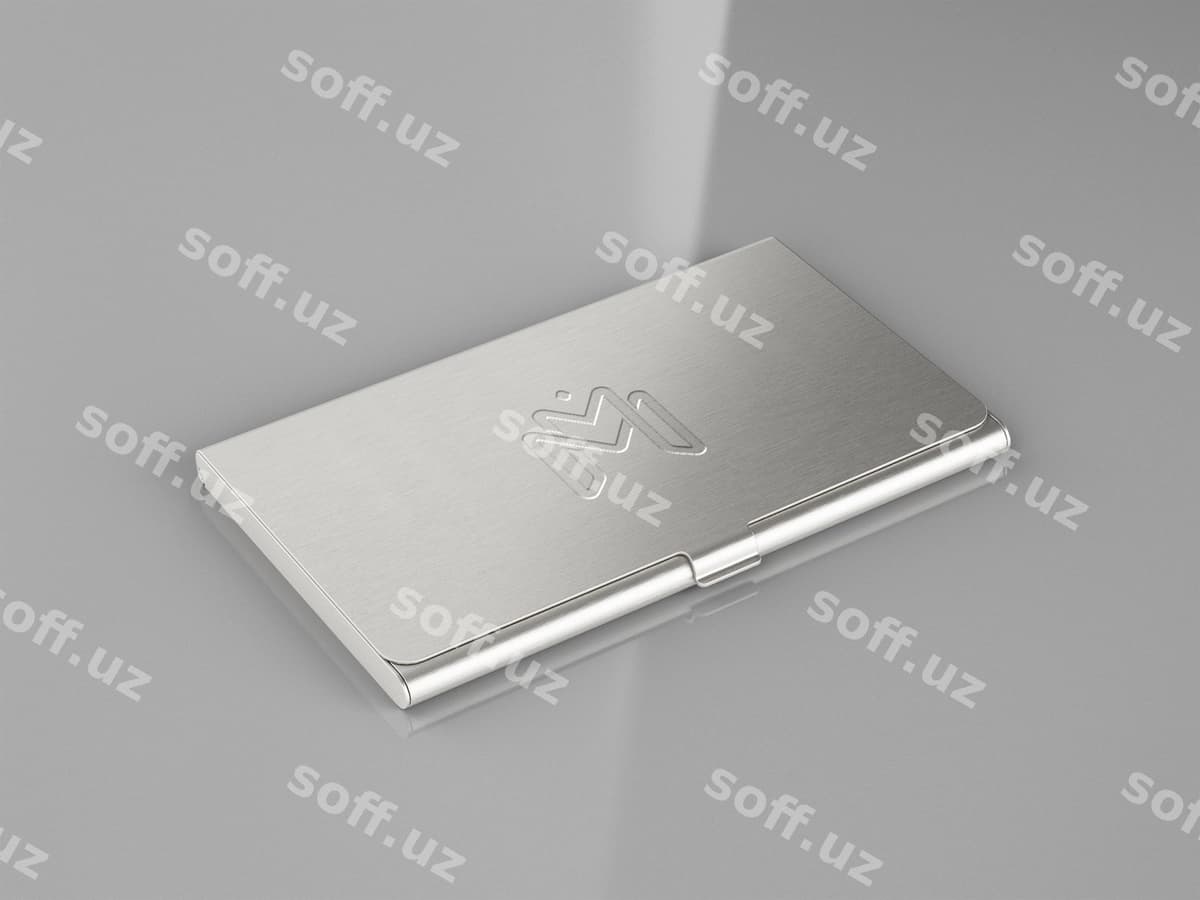 Biznes vizitka mockup metallik holdirda | Business card mockup with metallic holder