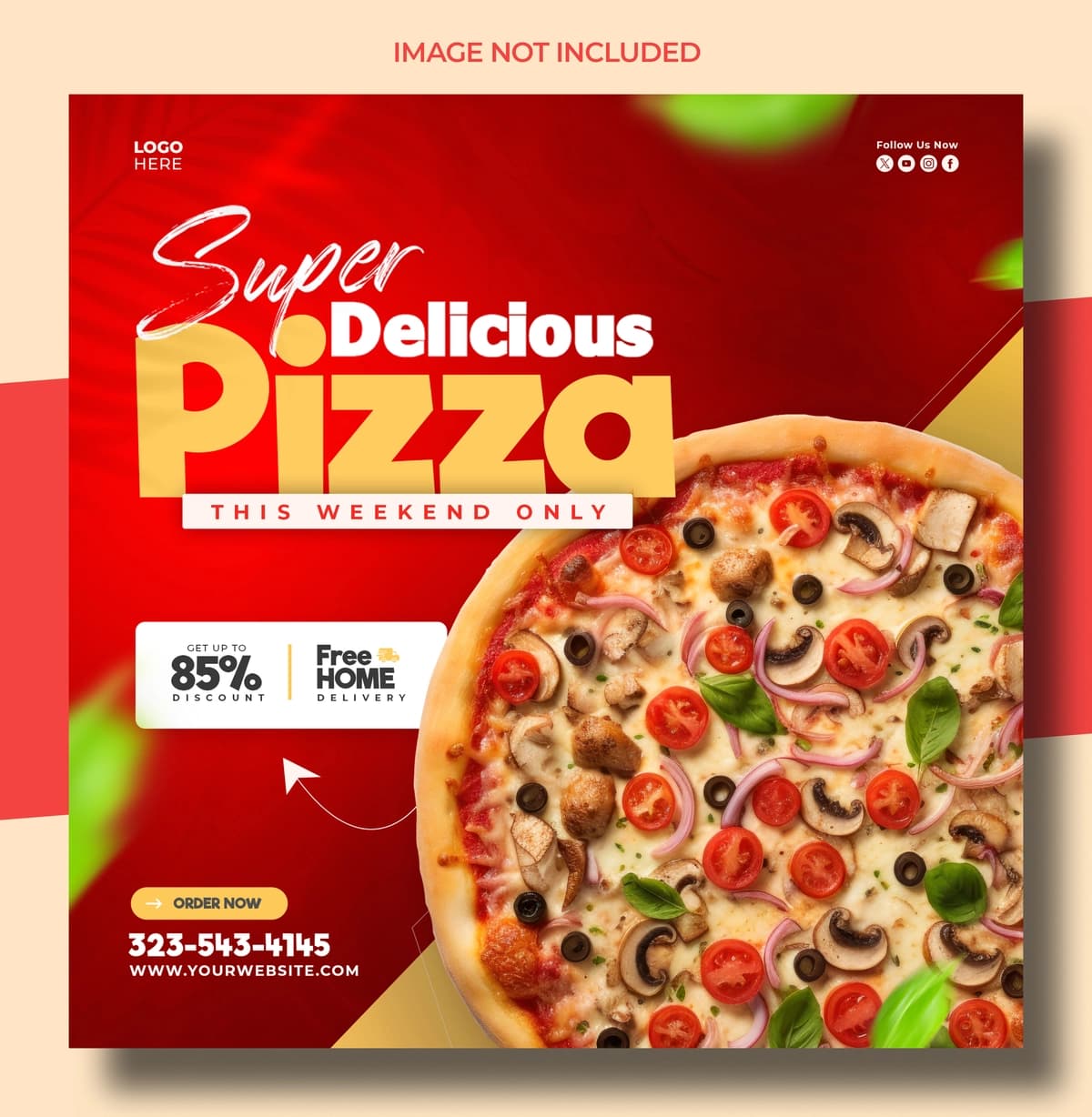 Pizza taomlari menyusi restorani ijtimoiy media postining instagram banner shabloni | Pizza food menu restaurant social media post instagram banner template