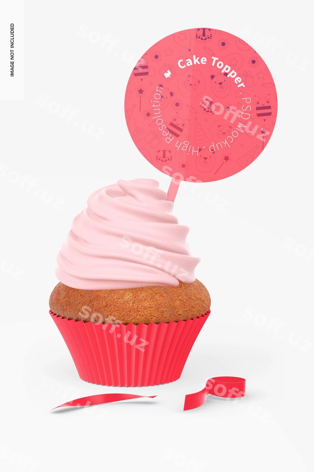 Tortdagi dekoratsiya namunasi kupkake | Cake topper mockup cupcake