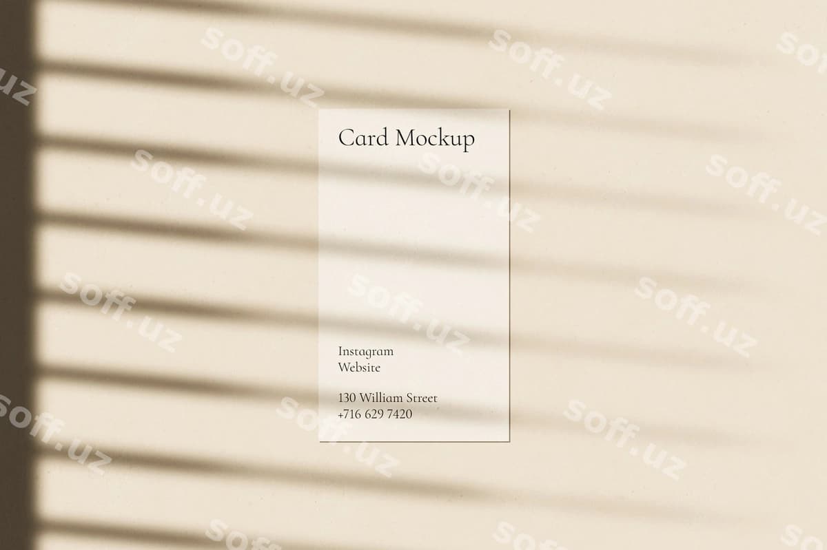 Karta namunasi oq qog'ozda ko'rsatilgan | Card mockup is shown white paper