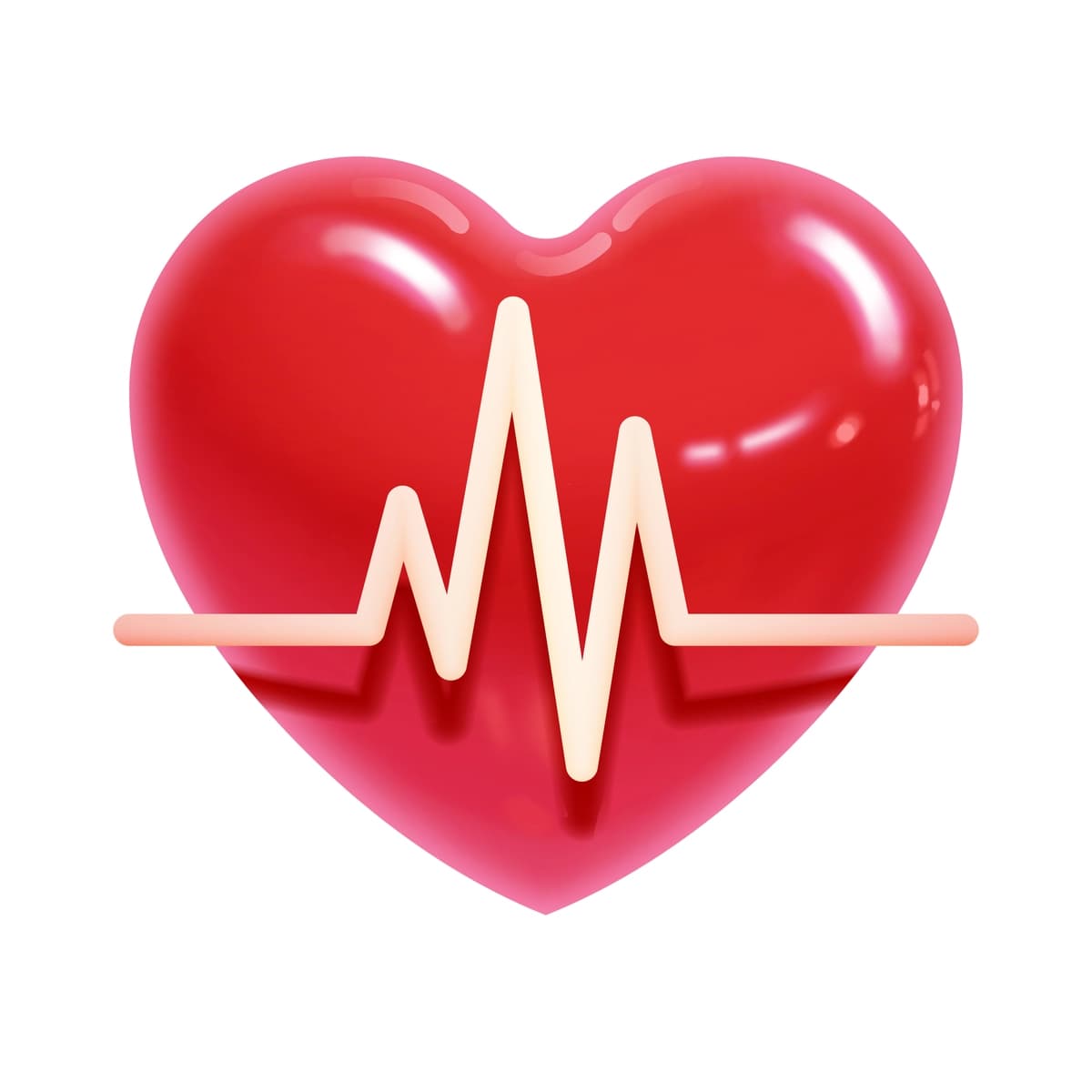Oq fonda kardiogramma bilan haqiqiy hajmli yurak chizilgan | Realistic volumetric drawing heart with cardiogram white background