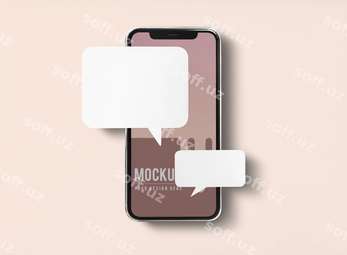 Chat xabar yuborish mobil telefon namunasi | Chat messaging mobile phone mockup